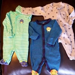 3 pair boys newborn Carters pajamas